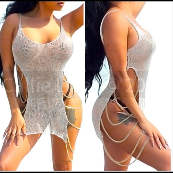 Callie Lives Other - New!Gold /Silver Shimmer Chain Mesh Armor Swim Coverup Top